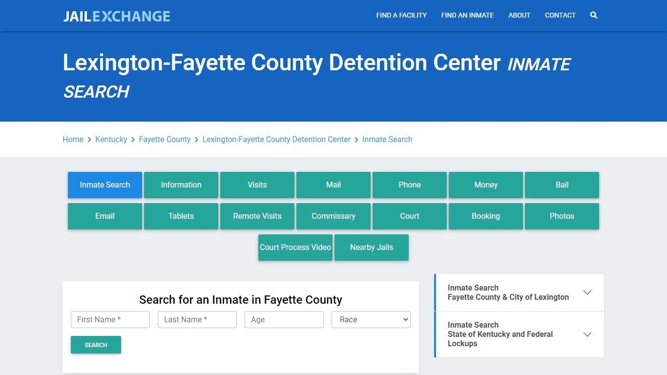 Lexington-Fayette County Detention Center Inmate Search